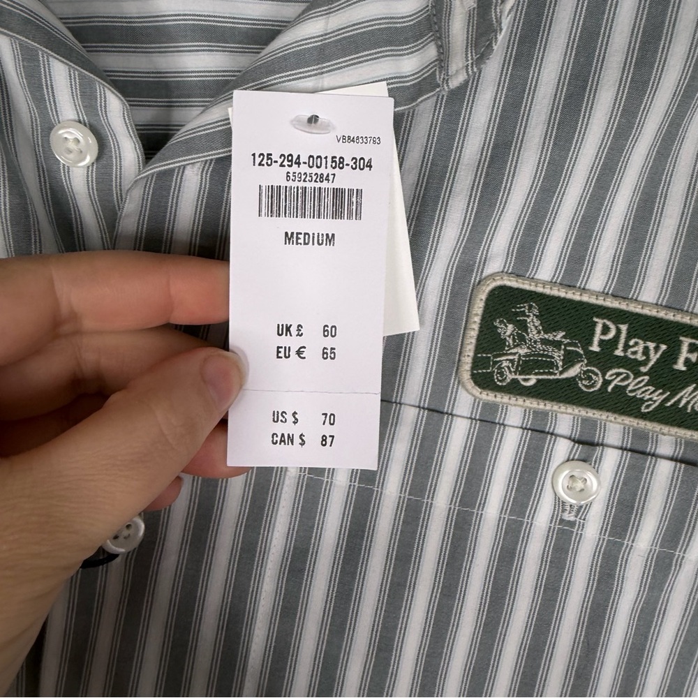 Sz M Random Golf Club x Abercrombie Green Striped Cropped Boxy Shirt NWT $70 - Picture 8 of 10